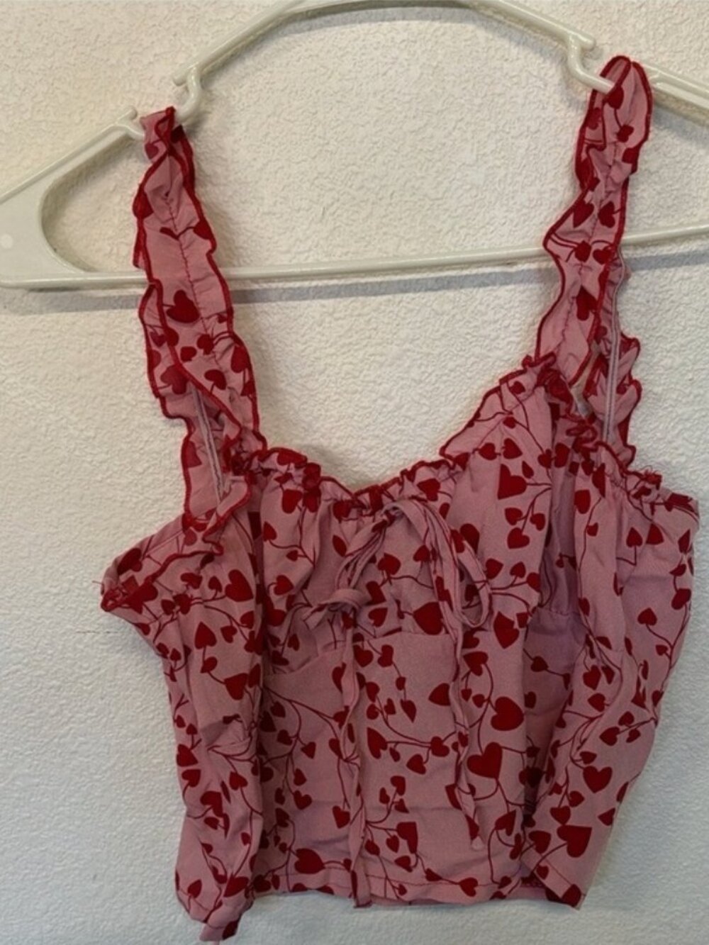 Red Floral Ruffle Crop Top